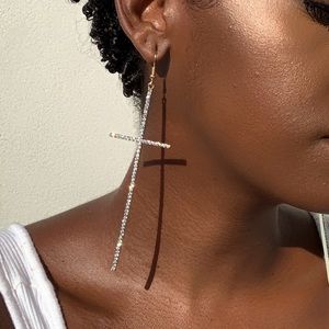 Crystal cross earrings